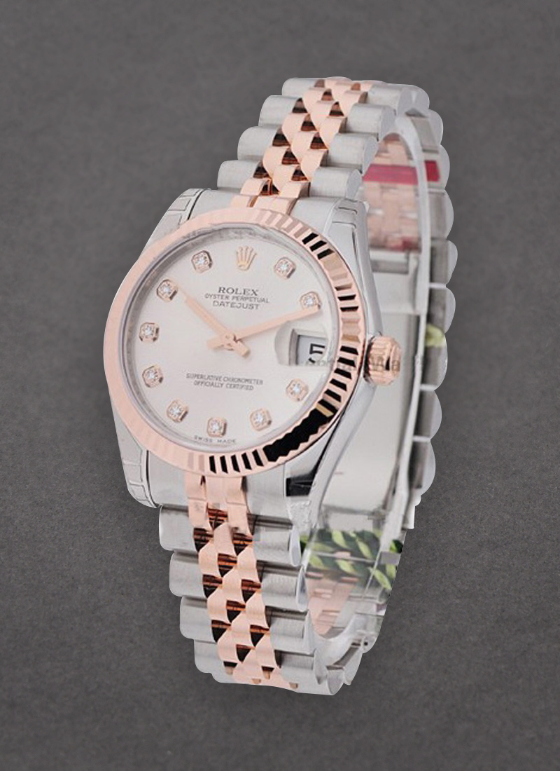 Pre-Owned Rolex Mid Size Datejust - Steel with Rose Gold Fluted Bezel