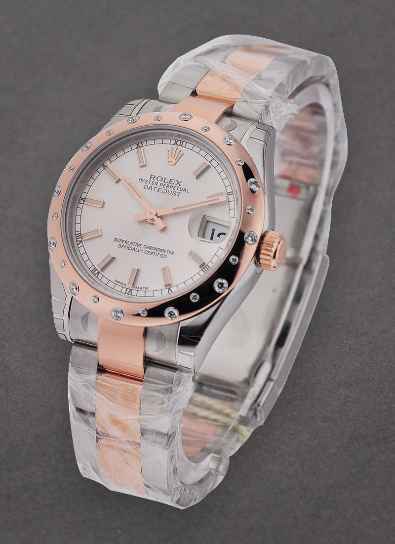 Rolex Unworn Datejust in Steel with Rose Gold Diamond Bezel