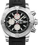 Super Avenger II Automatic Chronograph in Steel On Black Rubber Strap with Black Dial