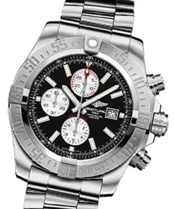 Super Avenger II Chronograph in Steel on Steel Bracelet with Black Dial and Silver Subdials