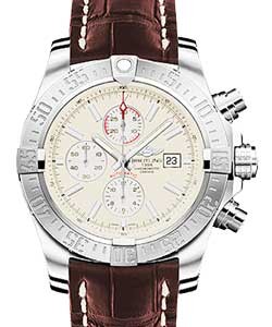 Super Avenger II Men's Automatic Chronograph in Steel On Brown Crocodile Strap with Silver Dial