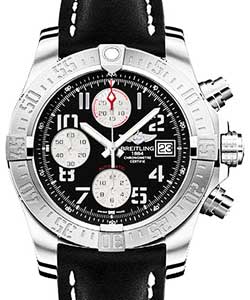 Super Avenger II Men's Automatic Chronograph in Steel On Black Leather Strap with Black Dial