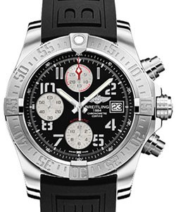 Super Avenger II Men's Automatic Chronograph in Steel On Black Pro Diver III Rubber Strap with Black Dial