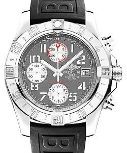Super Avenger II Chronograph in Steel on Black Rubber Strap with Gray Dial - White Subdials