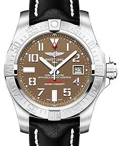 Avenger II Seawolf Chronograph in Steel  On Black Calfskin Leather Strap with Grey Arabic Dial