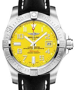 Avenger II Seawolf Men's Automatic Chronograph in Steel  On Black Leather Strap with Yellow Arabic Dial