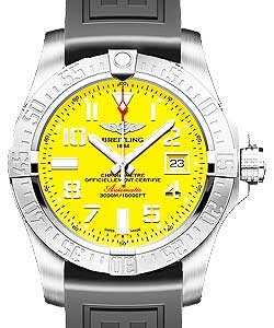 Avenger II Seawolf Men's Automatic Chronograph in Steel  On Black Rubber Strap with Yellow Arabic Dial