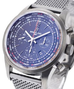 Transocean Chronograph Unitime Automatic in Black Steel on Black Carbon Coated Steel Bracelet with Black Dial