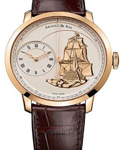 TB Victory in Rose Gold On Brown Crocodile Strap with Cream - Gold Printed Dial