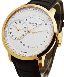 TBR Series 44mm  in Rose Gold on Brown Crocodile Strap with Silvered White Dial