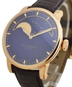 HM Perpetual Moon 42mm in Rose Gold on Brown Crocodile Strap with Blue Guilloche Dial