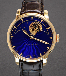 HM Perpetual Moon 42mm in Rose Gold on Brown Crocodile Strap with Blue Guilloche Dial