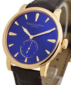 HMS1 40mm in Rose Gold on Brown Crocodile Leather Strap with Blue Guilloche Dial