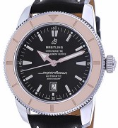 Superocean Heritage Automatic 46mm in Steel Steel on Leather Strap with Black Dial