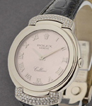 Cellisima Ladies in White Gold - Diamond Lugs On Black Crocodile Strap with Pink Roman Dial