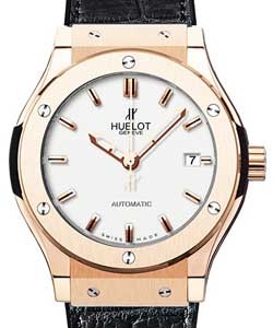 Big Bang Classic Fusion 45mm Automatic in Rose Gold On Black Crocodile Strap with White Dial