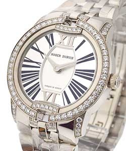 Velvet Ladies Automatic in White Gold - Diamond Bezel White Gold Bracelet with Silver Roman Dial