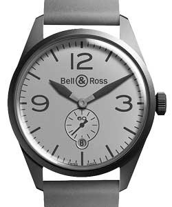 BR123 Commando in Steel with Black PVD Coated Bezel on Grey Rubber Strap with Grey Dial