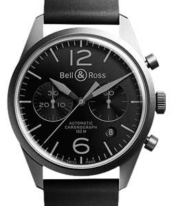 BR 126 Men's Automatic in Black PVD Steel On Black Rubber Strap with Black Dial