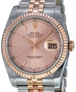 Datejust 2-Tone 36mm with Fluted Bezel on Jubilee Bracelet with Rose Index Dial