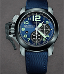 Chronofighter Oversize Men's Automatic in Steel with Ceramic Bezel On Blue Techno Fabric Strap with Blue Dial