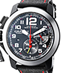 Chronofighter Oversize in Polished stainless steel With black PVD  on Black Techno Fabric Strap with Black Dial