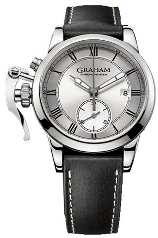 Chronofighter 1695 Men's Automatic in Steel on Black Leather Strap with Silver Roman Dial