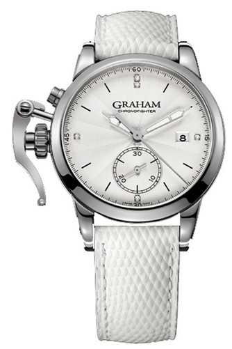 Chronofighter 1695 Men's Automatic in Steel On White Lizard Strap with Silver And White Dial