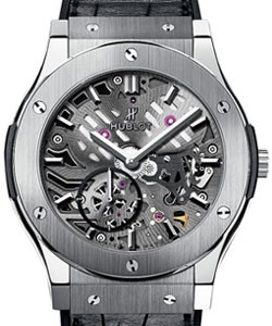 Classic Fusion 45mm Ultra Thin Automatic in Titanium On Black Alligator Leather Strap with Gray Skeleton Dial
