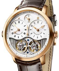 DBS Sidereal Time 44mm in Rose Gold on Brown Crocodile Strap with Silvered White Dial