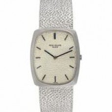 Classic Mens Manual in White Gold - Discontinued  On White Gold Bracelet with Silver Dial