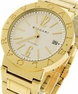 Bvlgari Automatic in Yellow Gold On Bracelet with Textured White Dial