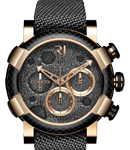 Moon Dust Red Mood Chrono Automatic in Rose Gold Black Fabric Strap -Lunar Grey Dial -Carbon Fiber Bezel