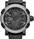 Titanic DNA Steampunk 50mm in  Black PVD Steel with Diamond Bezel On Black Rubber Strap with Ruthenium Layered Dial