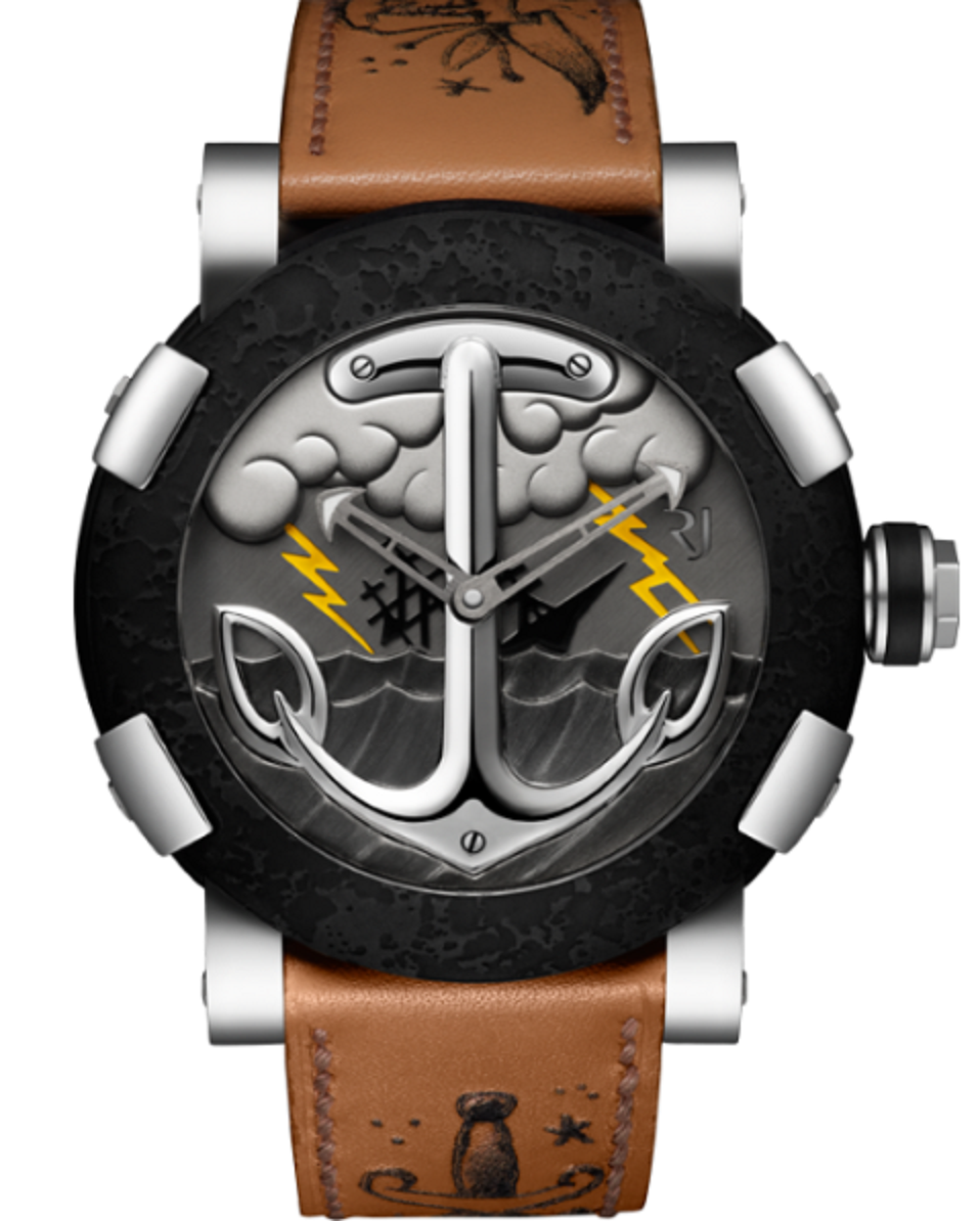 Capsules Tattoo Automatic 50mm in Steel with Black PVD Steel On Tan Leather Strap with Grey Dial