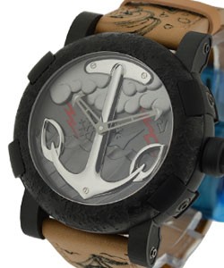 Capsules Tattoo 50mm in Black PVD Steel On Skin Leather Strap with Grey Dial
