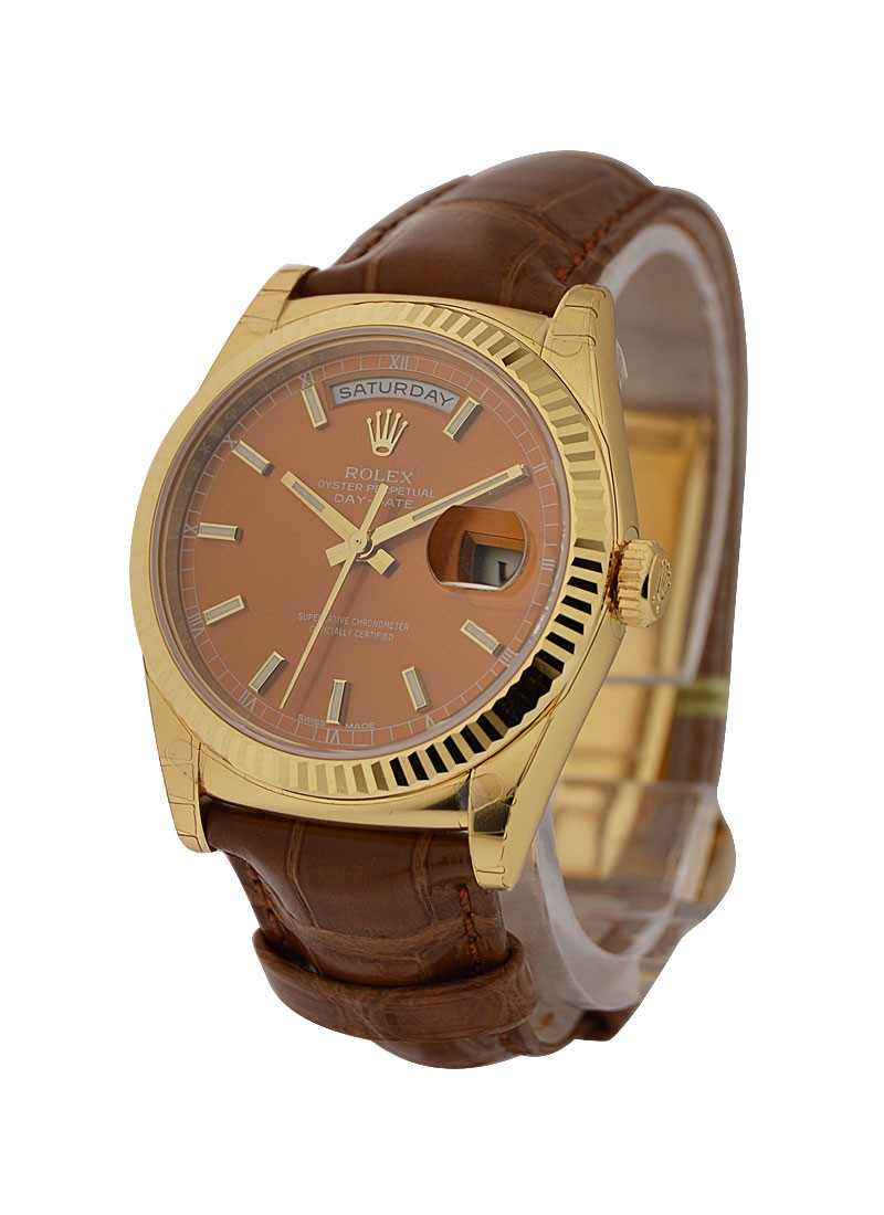 Rolex Unworn President Day-Date in Yellow Gold with Fluted Bezel