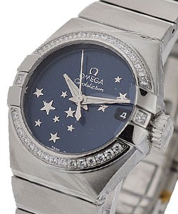 Constellation Ladies in Steel with Diamond Bezel On Steel Bracelet with Blue Stars Dial