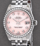 Datejust in Steel with Diamond Bezel on Steel Jubilee Bracelet with Pink Diamond Dial