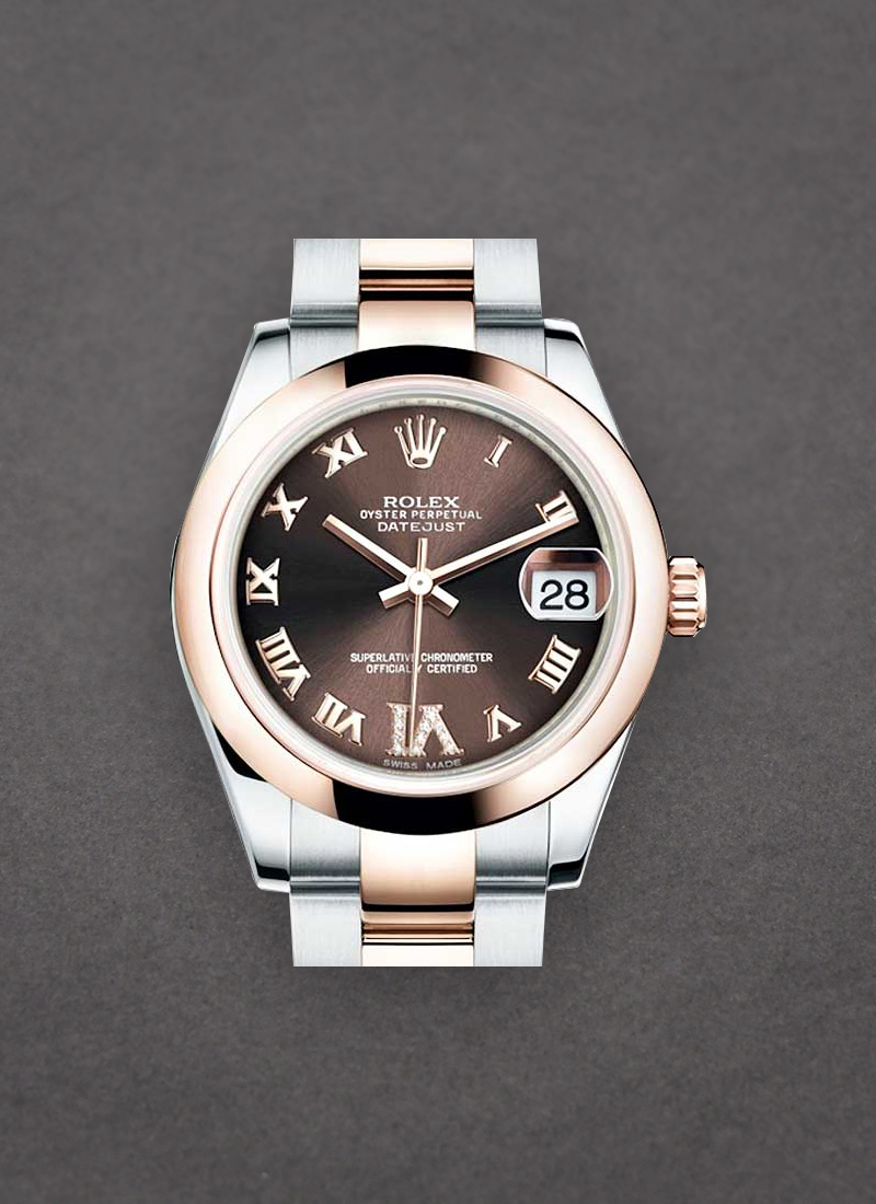 Rolex Unworn Datejust 26mm Lady in Steel with Rose Gold Smooth Bezel