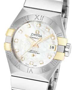Constellation Co - Axial in Steel and Yellow Gold On Steel Bracelet with Mother of Pearl Diamond Dial
