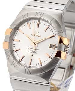 Constellation Men's in 2-Tone with Rose Gold Accent Bezel Steel on Bracelet with Silver Dial