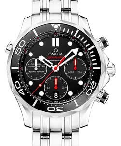 Seamaster Chronograph Automatic in Steel On Steel Bracelet with Black Dial and Red Accent