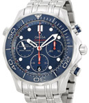 Seamaster Chronograph 41mm in Steel On Steel Bracelet with Blue Dial - Red Accent