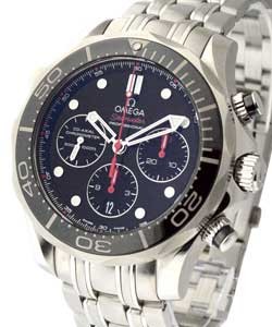 Seamaster Chronograph Automatic Mens in Steel On Steel Bracelet with Black Dial - Red Accent