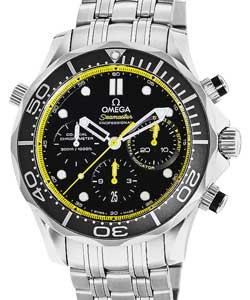 Seamaster Chronograph Automatic Mens in Steel On Steel Bracelet with Black Dial - Yellow Accent