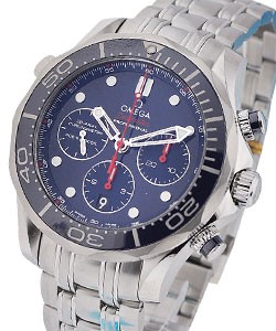 Seamaster Chronograph 41mm Automatic in Steel On Steel Bracelet with Blue Dial with Red Accents