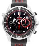 Seamaster Chronograph Automatic Mens in Steel On Black Rubber Strap with Black Dial