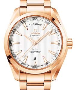 Aqua Terra 42mm in Rose Gold On Rose Gold Bracelet with Silver Dial - Gold Markers