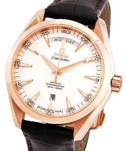 Aqua Terra 42mm in Rose Gold On Brown Crocodile Leather Strap with Silver Dial